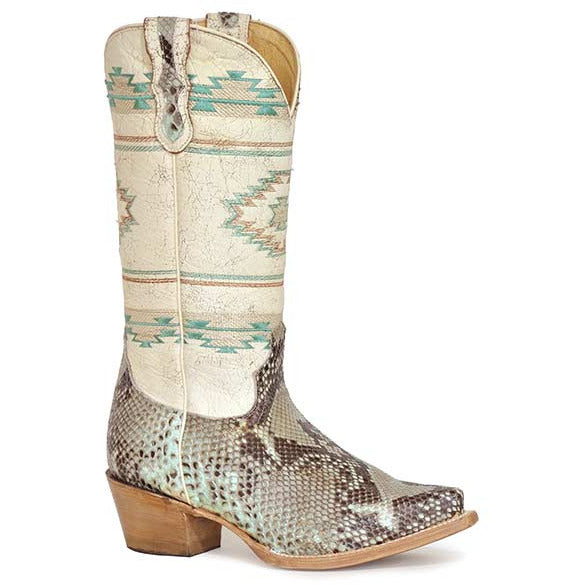 Women's Roper Piper Python Boots Handcrafted Turquoise - yeehawcowboy