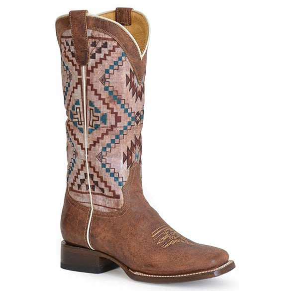 Women's Roper Margo Leather Boots Handcrafted Brown - yeehawcowboy