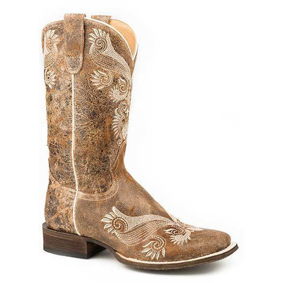 Women's Roper Flow Boots Handcrafted Brown - yeehawcowboy