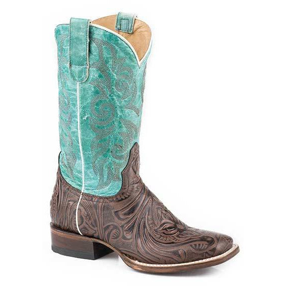 Women's Roper Florence Leather Boots Handcrafted Brown - yeehawcowboy