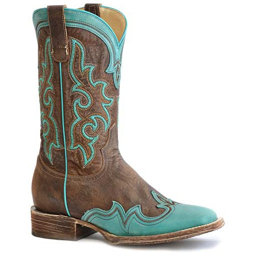 Women's Roper Shyla Leather Boots Handcrafted Brown - yeehawcowboy