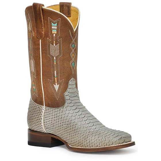 Women's Roper Arrows Python PRINT Boots Handcrafted Turquoise - yeehawcowboy