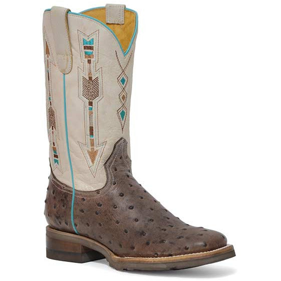 Women's Roper Arrow Feather Ostrich PRINT Boots Handcrafted Brown - yeehawcowboy