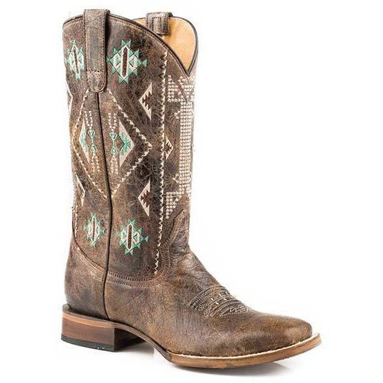 Women‚Äôs Roper Out West  Boots Handcrafted Brown - yeehawcowboy