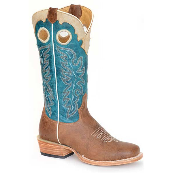 Women's Roper Ride Em' Cowgirl Leather Boots Handcrafted Tan - yeehawcowboy