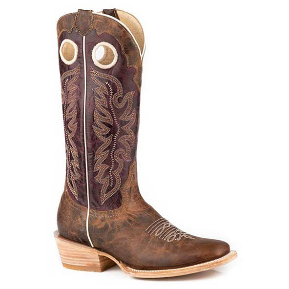 Women's Roper Ride Em' Cowgirl Leather Boots Handcrafted Brown - yeehawcowboy