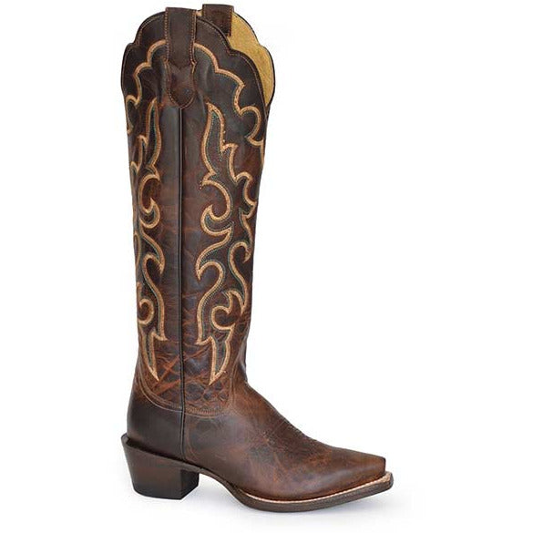 Women's Roper Tall Top Taylor Leather Boots Handcrafted Brown - yeehawcowboy
