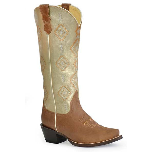 Women's Roper Radiant Leather Boots Handcrafted Brown - yeehawcowboy