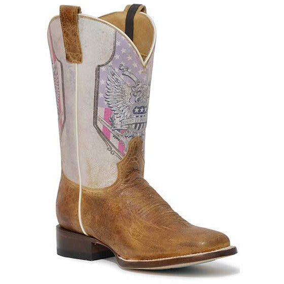 Women's Roper 2nd Amendment CCS Leather Boots Handcrafted Tan - yeehawcowboy