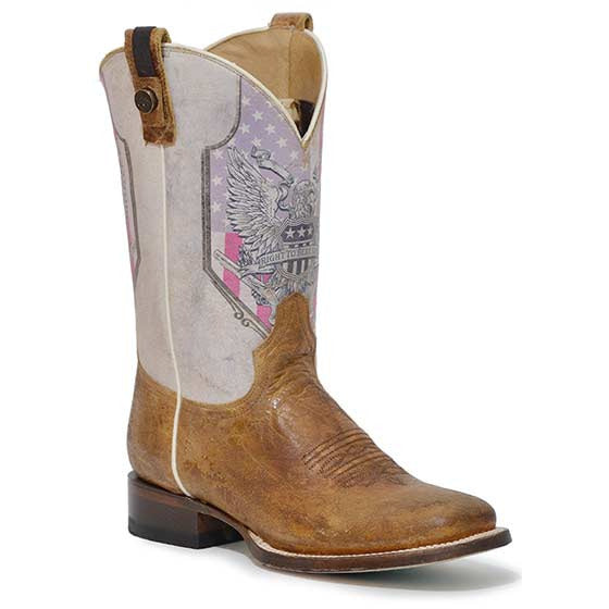 Women's Roper 2nd Amendment CCS Rider Hybrid Sole Leather Boots Handcrafted Tan - yeehawcowboy