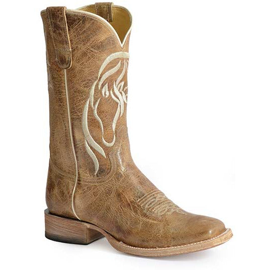 Women's Roper Beauty Hybrid Sole Boots Handcrafted Light Brown - yeehawcowboy