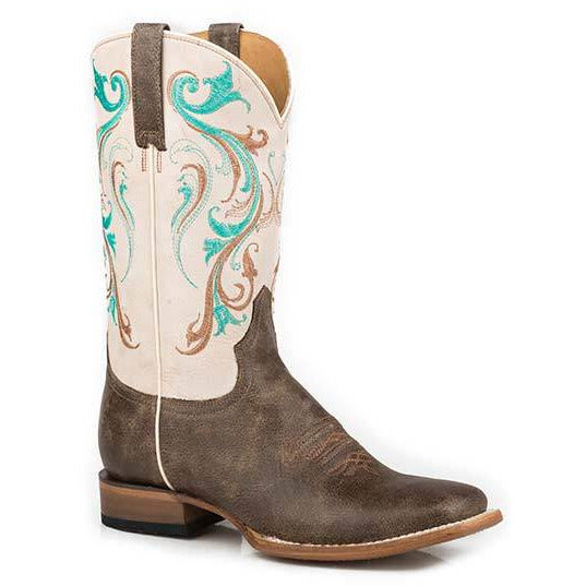Women's Roper Carousuel Boots Handcrafted Brown - yeehawcowboy