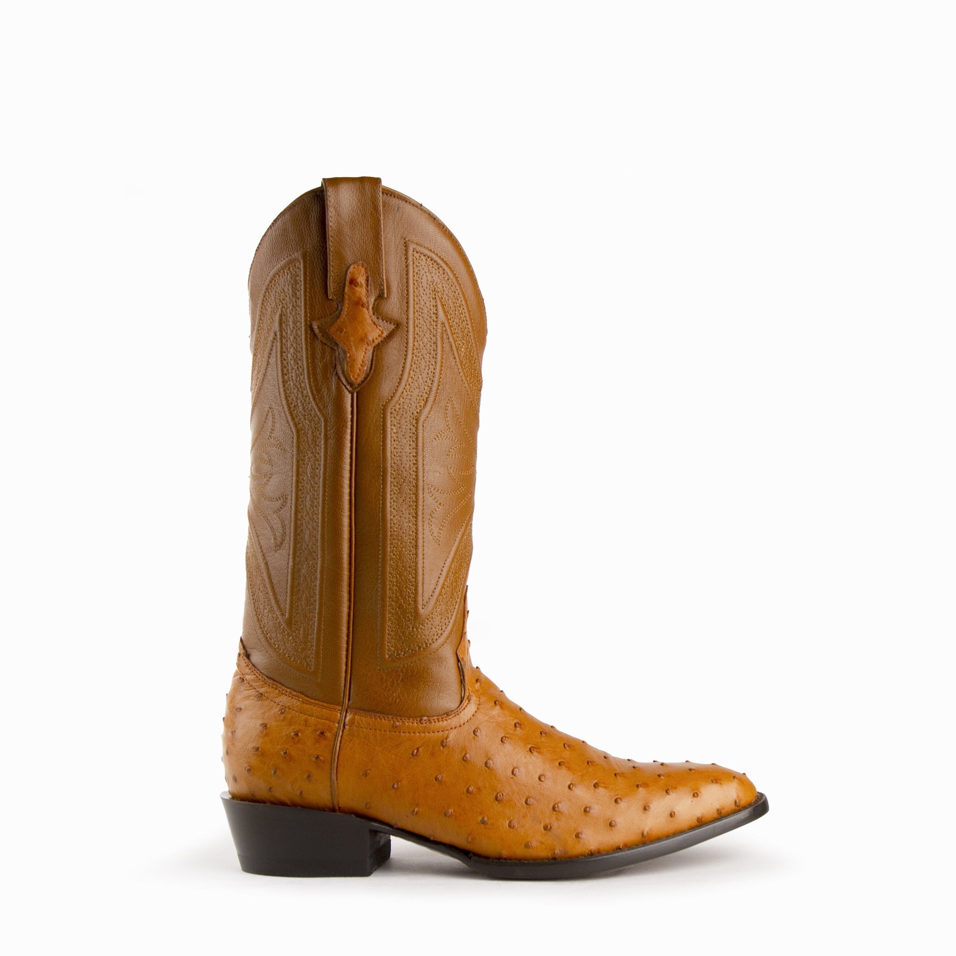 Men's Ferrini Colt Full Quill Ostrich Boots Handcrafted Cognac - yeehawcowboy