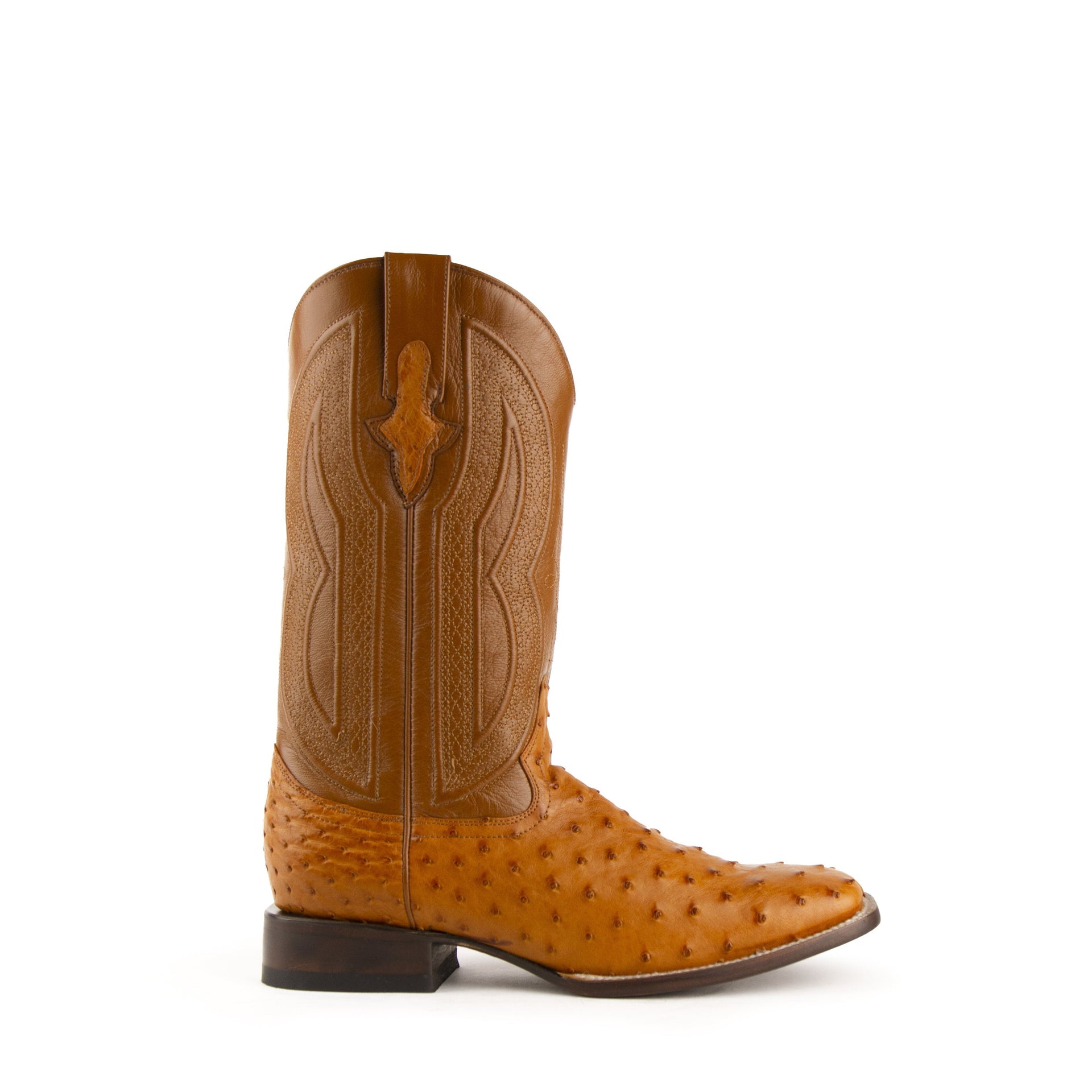 Men's Ferrini Colt Full Quill Ostrich Boots Handcrafted Cognac - yeehawcowboy