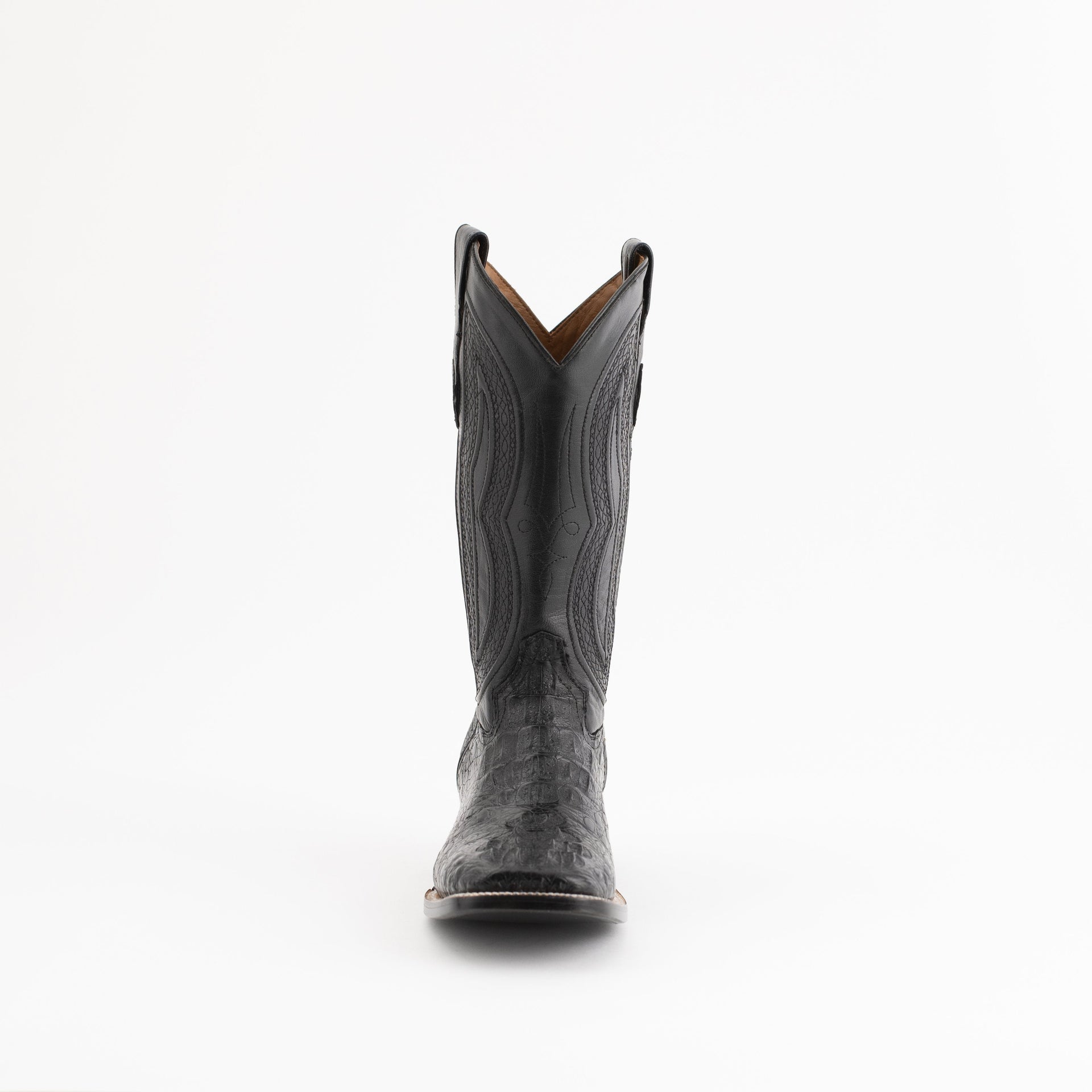 Men's Ferrini Dakota Caiman Hornback Boots Handcrafted Black - yeehawcowboy