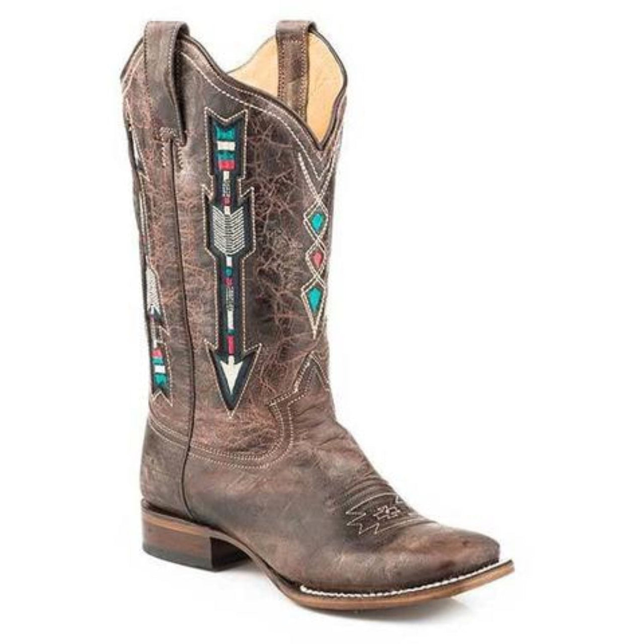 Women‚Äôs Roper Arrows Boots Handcrafted With Flextra Calf Brown - yeehawcowboy