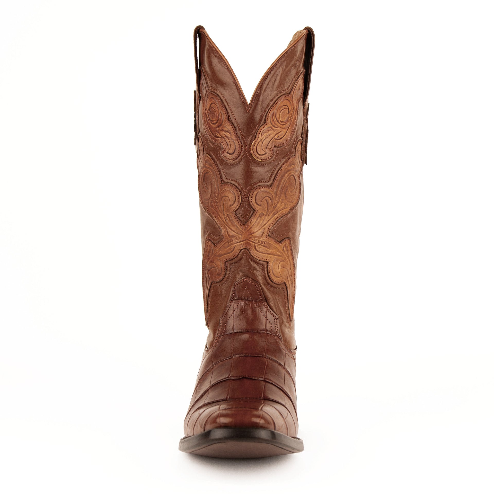 Men's Ferrini Stallion Alligator Belly Boots Handcrafted Cognac - yeehawcowboy