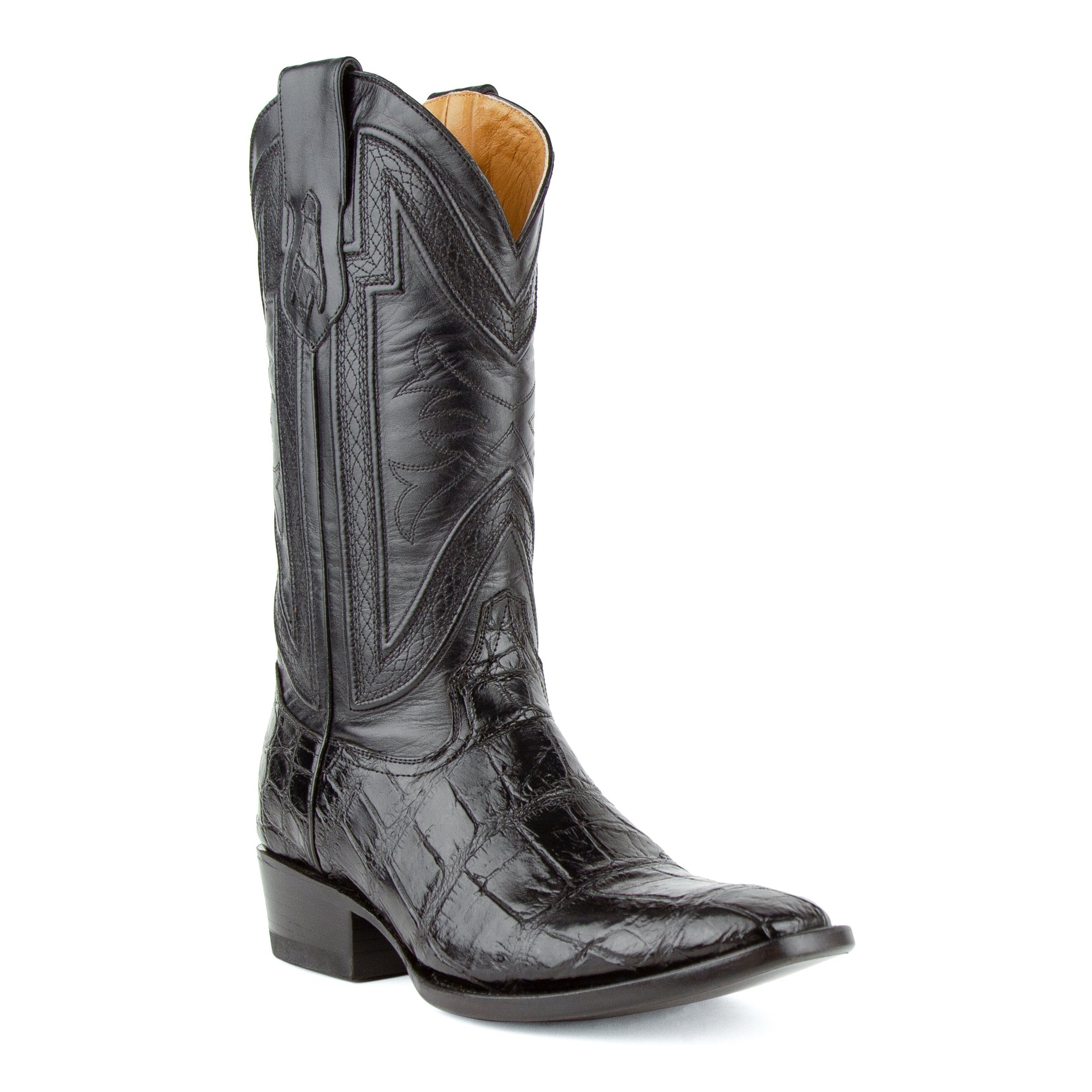 Men's Ferrini Stallion Alligator Belly Boots Handcrafted Black - yeehawcowboy