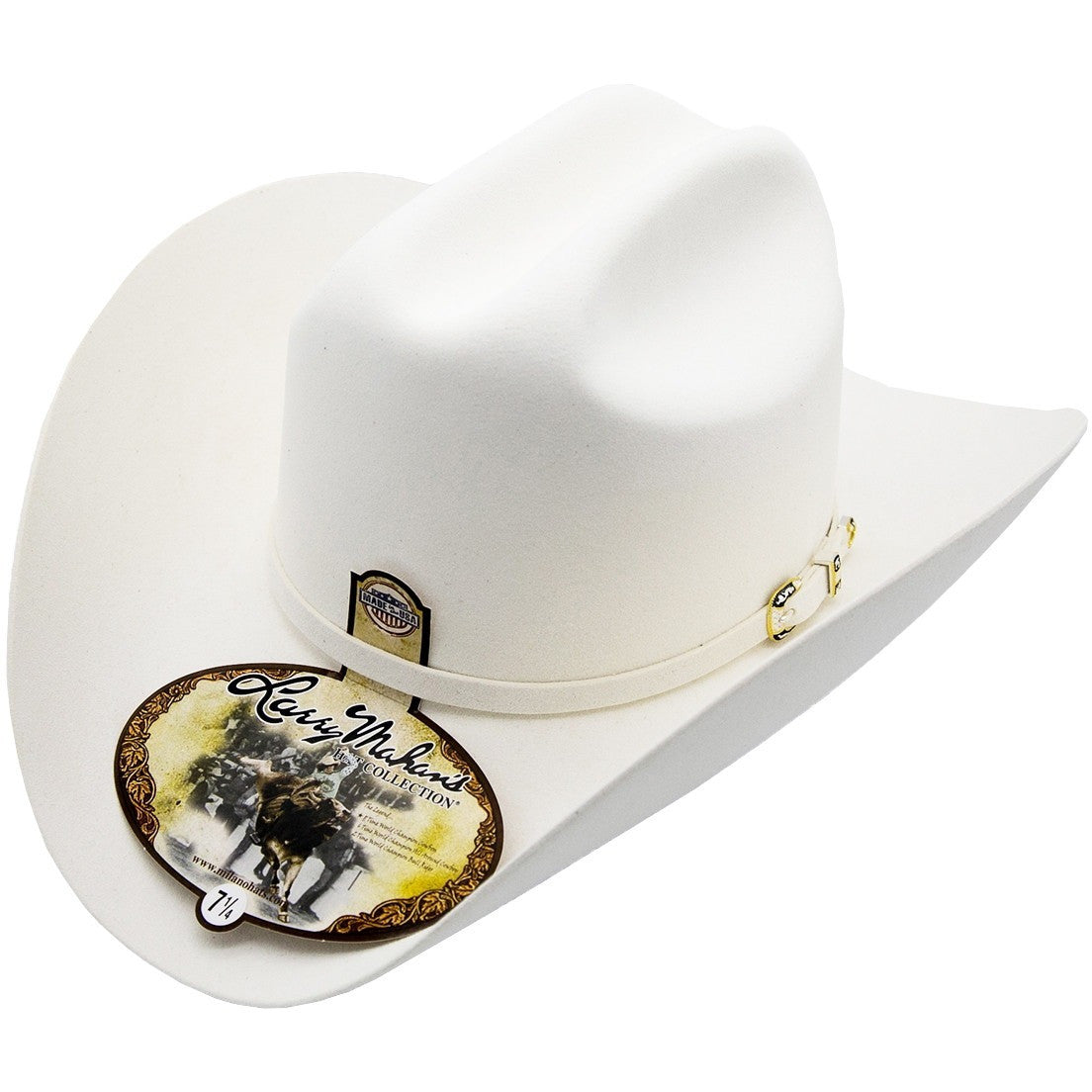 10x Larry Mahan Oro Blanco Fur Felt Cowboy Hat White - yeehawcowboy