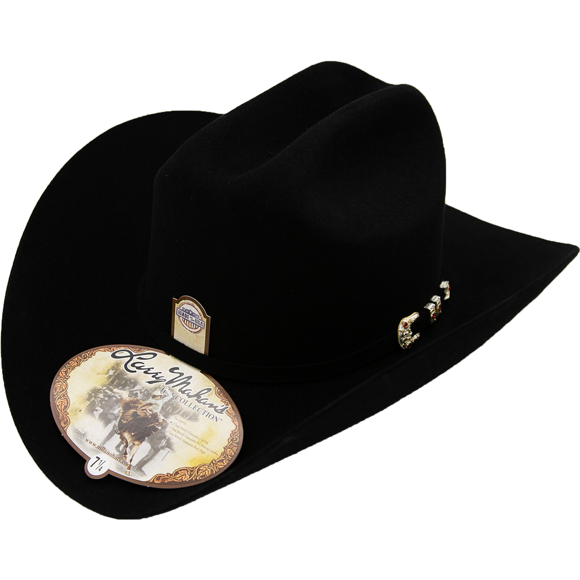 10x Larry Mahan Tucson Fur Felt Cowboy Hat Black - yeehawcowboy