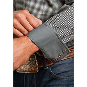 Men's Stetson Shirt Snap 2 Pocket Print Four Dot Foulard - Grey - yeehawcowboy