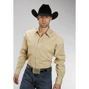 Men's Stetson Shirt Snap 2 Pocket Solid End On End - Gold - yeehawcowboy