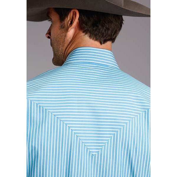 Men's Stetson Shirt Snap 2 Pocket Candy Stripe - Blue - yeehawcowboy