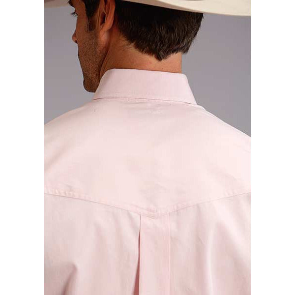 Men's Stetson Shirt Button 2 Pocket Solid End On End - Pink - yeehawcowboy