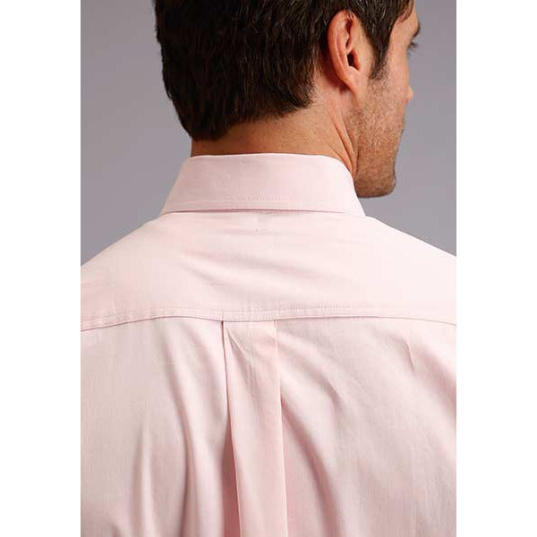 Men's Stetson Shirt Button 1 Pocket Solid End On End - Pink - yeehawcowboy