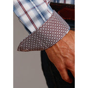 Men's Stetson Shirt Button 1 Pocket Plaid Blue Diamond Dobby - yeehawcowboy