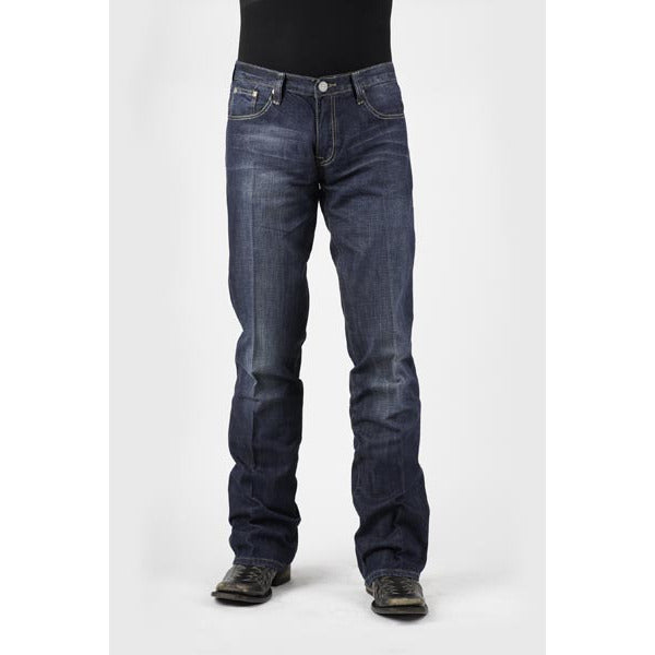 Men's Stetson Jeans Small Stitch Pocket X Decoration Sandblasted - Blue - yeehawcowboy