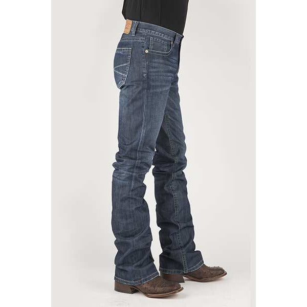 Men's Stetson Jeans Rocks Fit Small X Lower Part Of Back Pkt - Blue - yeehawcowboy