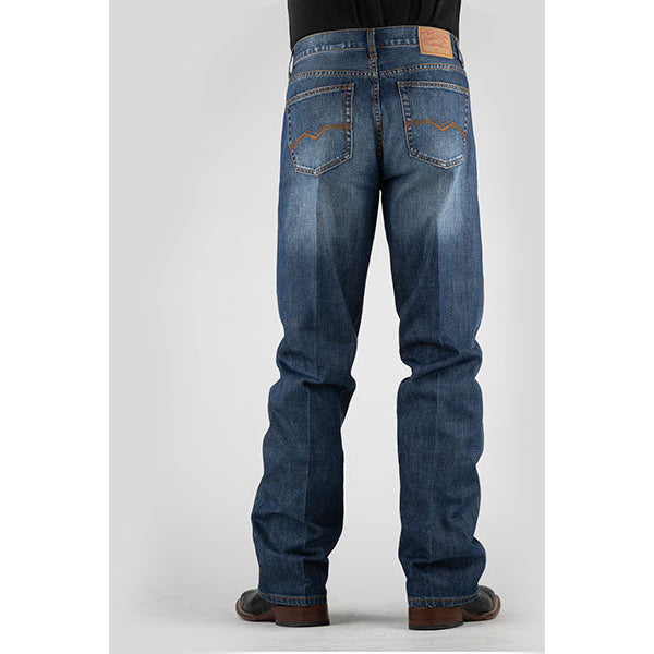 Men's Stetson Jeans Modern Fit Gold V Stitch On Back Pocket  - Blue - yeehawcowboy