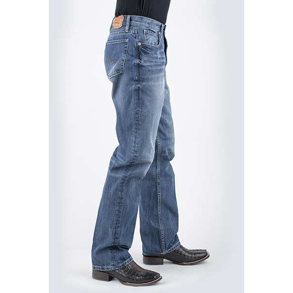 Men's Stetson Jeans Western V Shape Embroidered On Back Pocket - Blue - yeehawcowboy