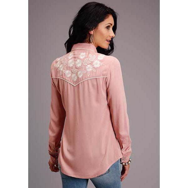 Women's Stetson Antique Pink Western Style Snap Front Blouse - Pink - yeehawcowboy