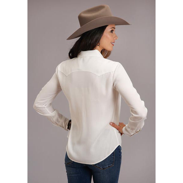 Women's Stetson Rayon Flat Weave Blouse -  Cream - yeehawcowboy