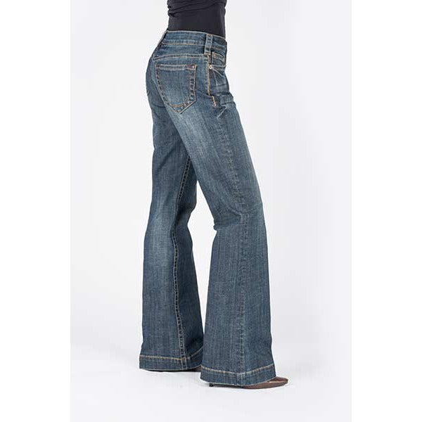 Women's Stetson 214 City Trouser Jeans Open Pocket w/ Stitched Circle - Medium Wash - yeehawcowboy