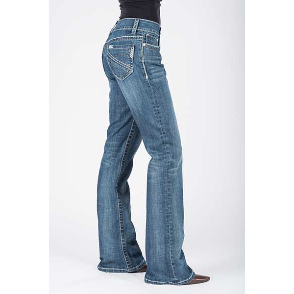 Women's Stetson 214 City Trouser Jeans with Chevron Back Pocket - Blue - yeehawcowboy
