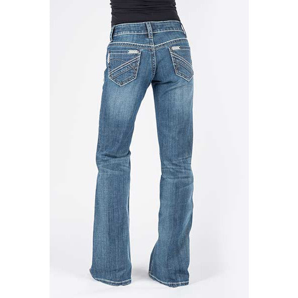 Women's Stetson 214 City Trouser Jeans with Chevron Back Pocket - Blue - yeehawcowboy