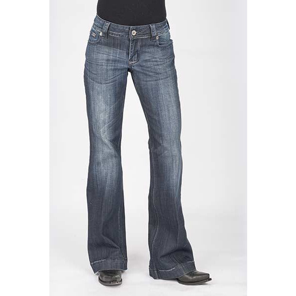 Women's Stetson 214 Trouser Fit Jean with Stetson "S" Pocket - Blue - yeehawcowboy