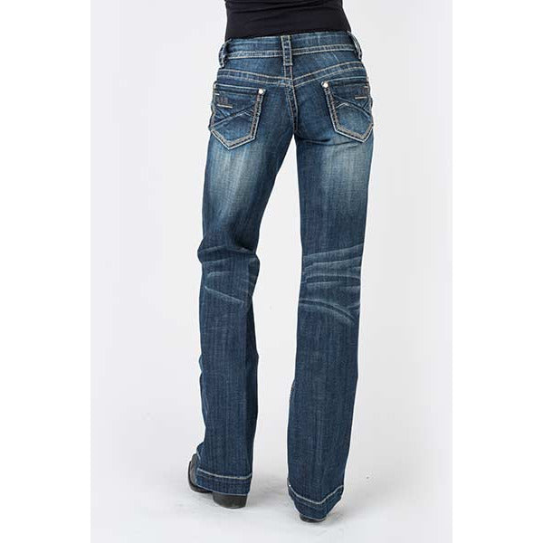 Women's Stetson 214 Trouser Fit Jean With Deco Back Pocket - Blue - yeehawcowboy