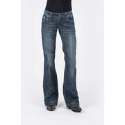 Women's Stetson 214 Trouser Fit Jean with Pain Black Pocket - Blue - yeehawcowboy