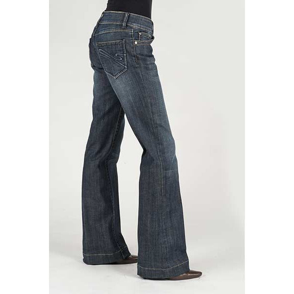 Women's Stetson 214 Trouser Fit Jean with "S" Back Pocket - Blue - yeehawcowboy