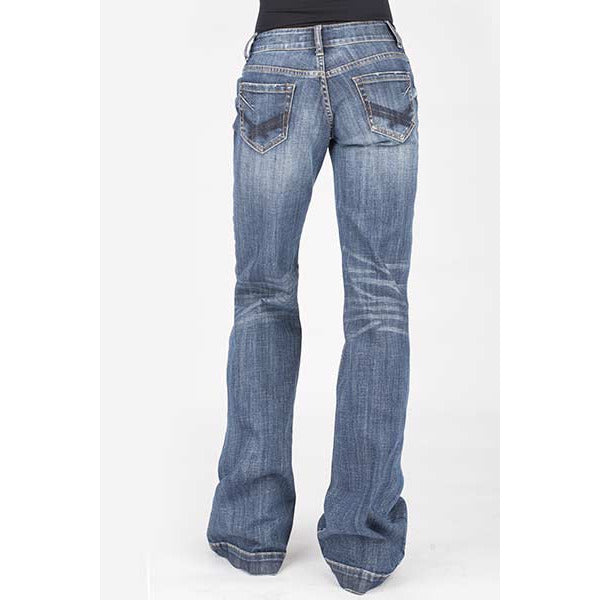Women's Stetson 214 Trouser Fit Jean with Deco Back Pocket - Blue - yeehawcowboy