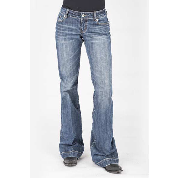 Women's Stetson 214 Trouser Fit Jean with Deco Back Pocket - Blue - yeehawcowboy