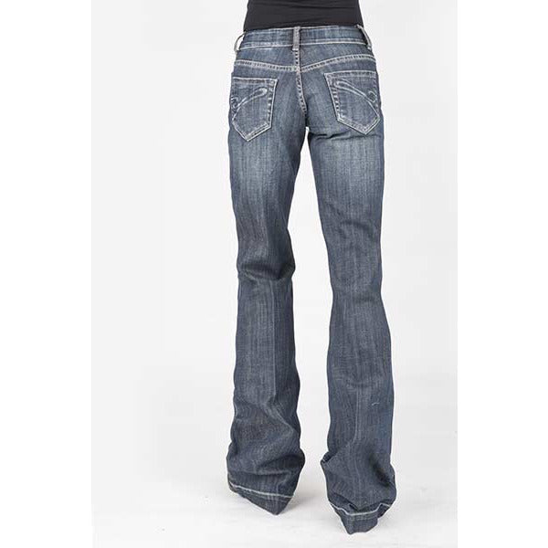 Women's Stetson 214 Trouser Fit Jean with "S" Deco Back Pocket - Blue - yeehawcowboy
