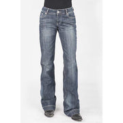 Women's Stetson 214 Trouser Fit Jean with "S" Deco Back Pocket - Blue - yeehawcowboy