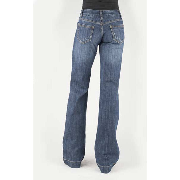 Women's Stetson 214 Trouser Fit Jean with Bottom Corner Pieced Back Pocket- Blue - yeehawcowboy