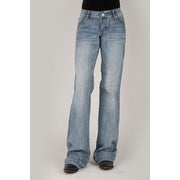 Women's Stetson 214 Trouser Fit Jean with Raw Edge Back Pocket - Blue - yeehawcowboy