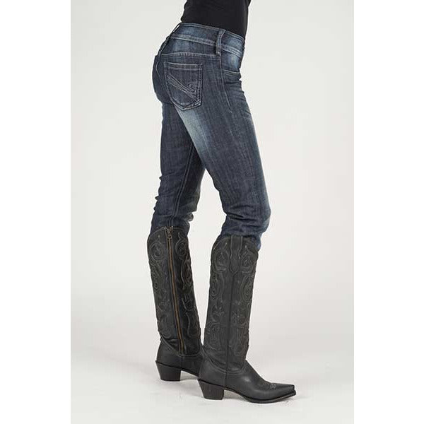 Women's Stetson Pixie Stix Fit Jeans with Stetson "S" on Back Pocket - Dark Wash - yeehawcowboy